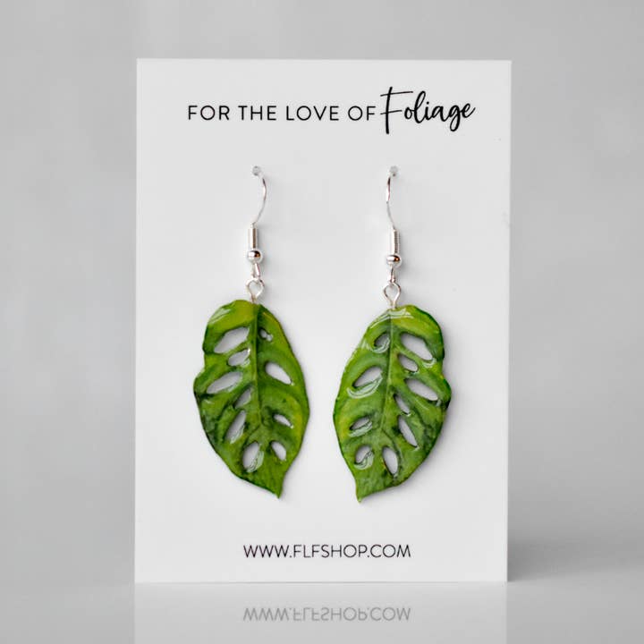 For the Love of Foliage - Wholesale Dangle Earrings - Monstera Adansonii “Swiss Cheese” Plant Earrings | Leaf Earrings0