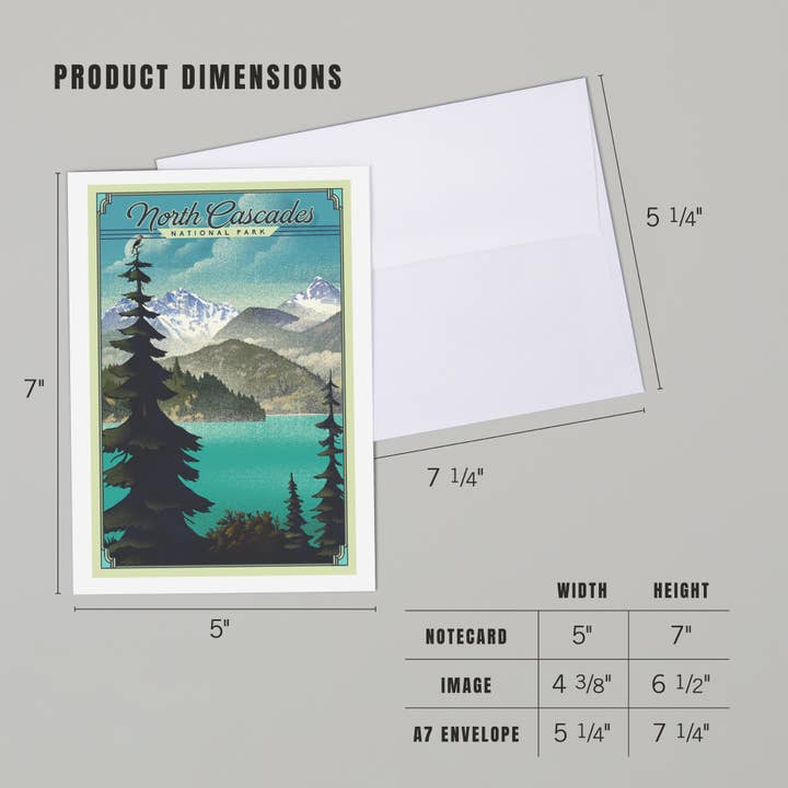Lantern Press - Wholesale Everyday Greeting Card - GREETING CARD North Cascades National Park Lithograph4