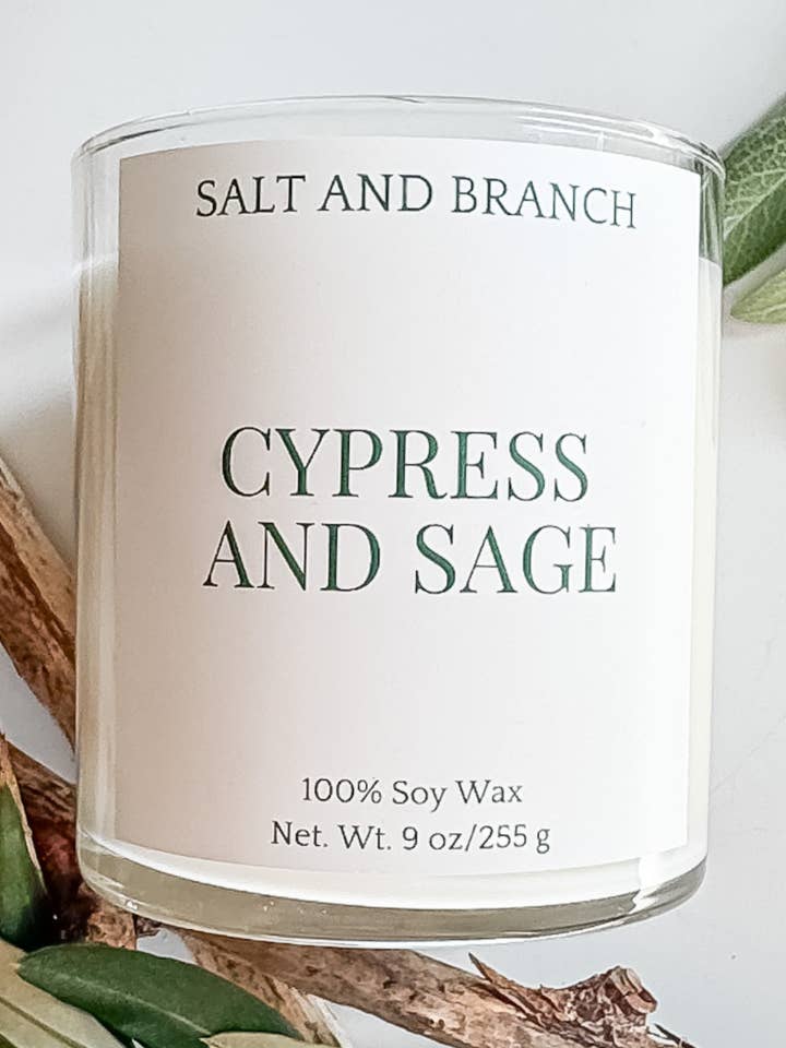 Sojakaars met cipres en salie voor wholesale door Salt and Branch