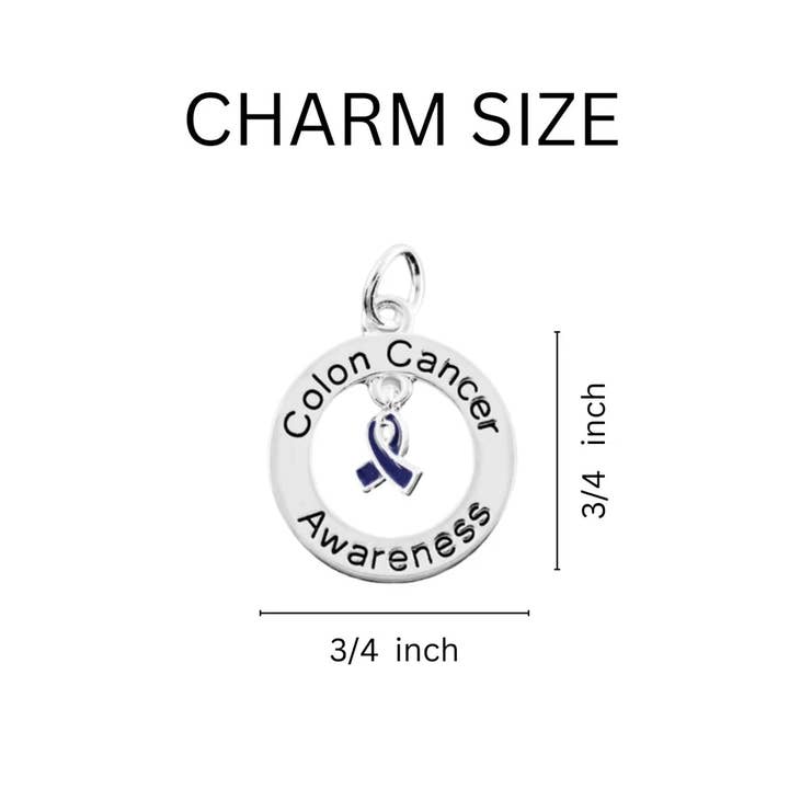 The Awareness Company - Wholesale Charm/Dangle Bracelet - Round Colon Cancer Awareness Black Leather Cord Bracelets