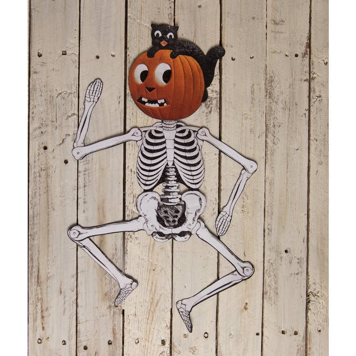 Bethany Lowe Designs - Wholesale Decorative Figurine - Jack & Cat Hanging Skeleton