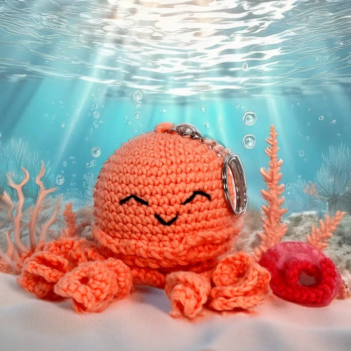Creative World of Crafts - Wholesale Knitting/Crochet Supplies - Knitty Critters Sealife Keyrings - Jellyfish