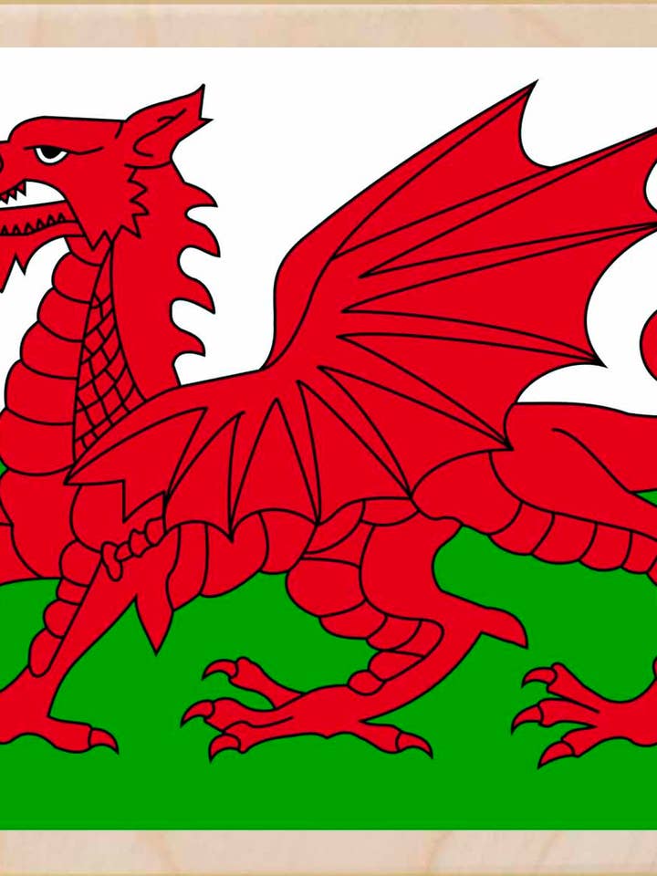 País de Gales, Y Ddraig Goch - Cartões e ímanes ecológicos por atacado de THE WOODEN POSTCARD COMPANY