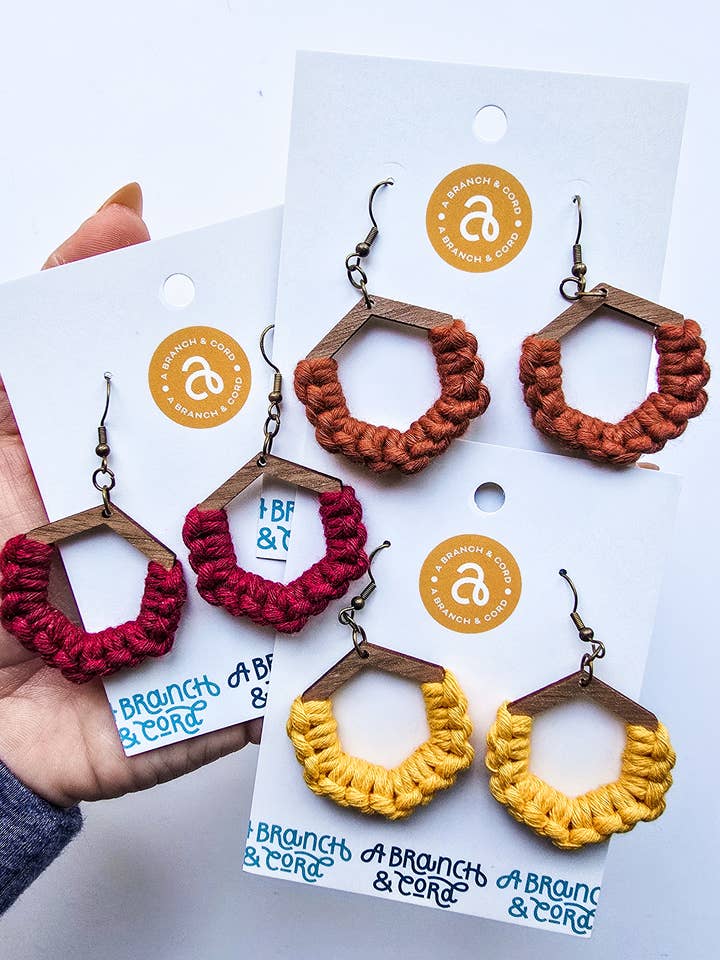Macrame Earrings – Lightweight Boho Statement Jewelry for wholesale by A Branch & Cord