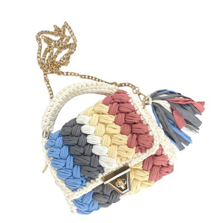 Chenson & Gorett - Wholesale Top Handle Bag - Women's - Cotton and Crochet Handbag for Women with Fringe1
