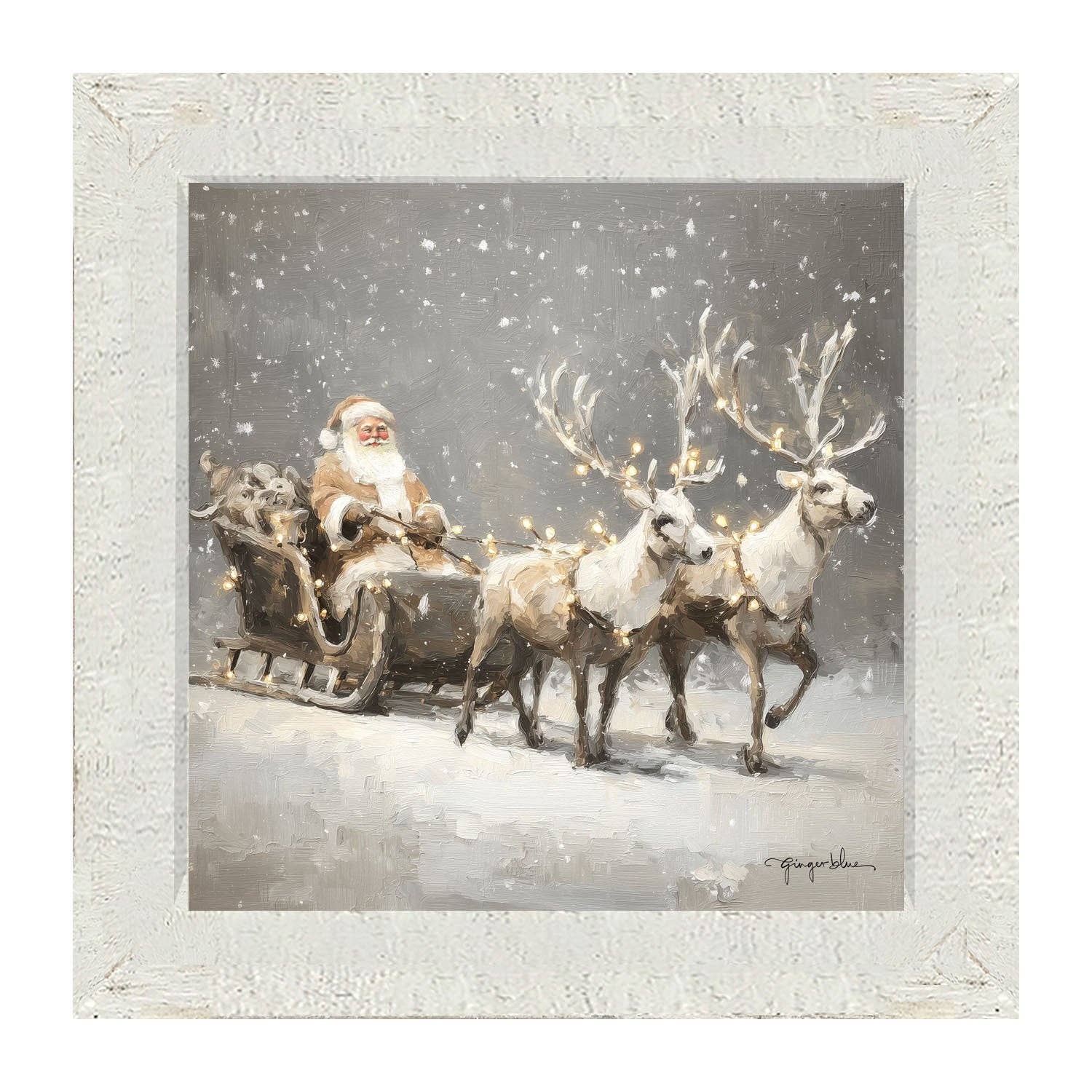 ginger blue - Wholesale Christmas Wall Art - Christmas Lights on Sleigh4