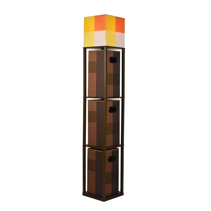Minecraft Brown Stone Floor Standing Lamp with Storage Unit for wholesale by Toynk