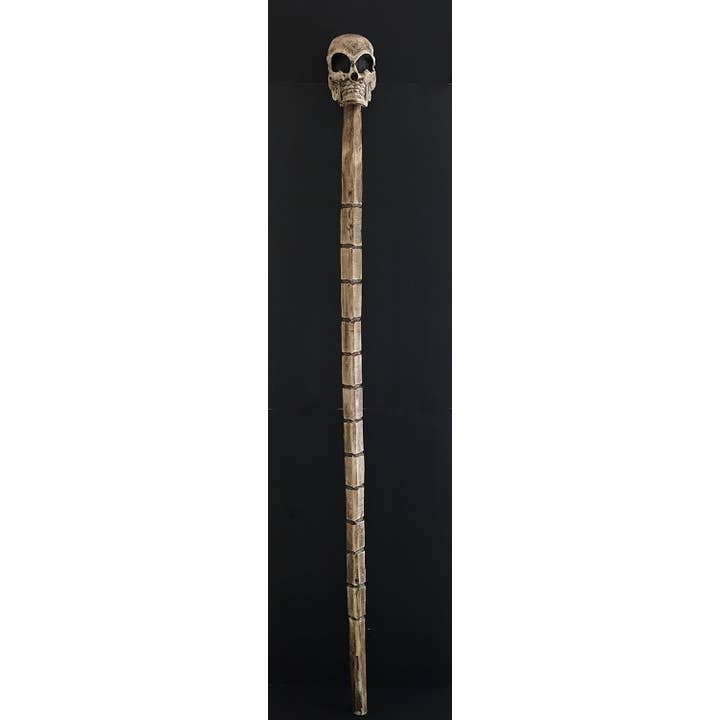 OMA - Eclectic Home - Wholesale Decorative Tabletop Object - Skull Decorative Walking Stick Wood Carved Cane Halloween XL