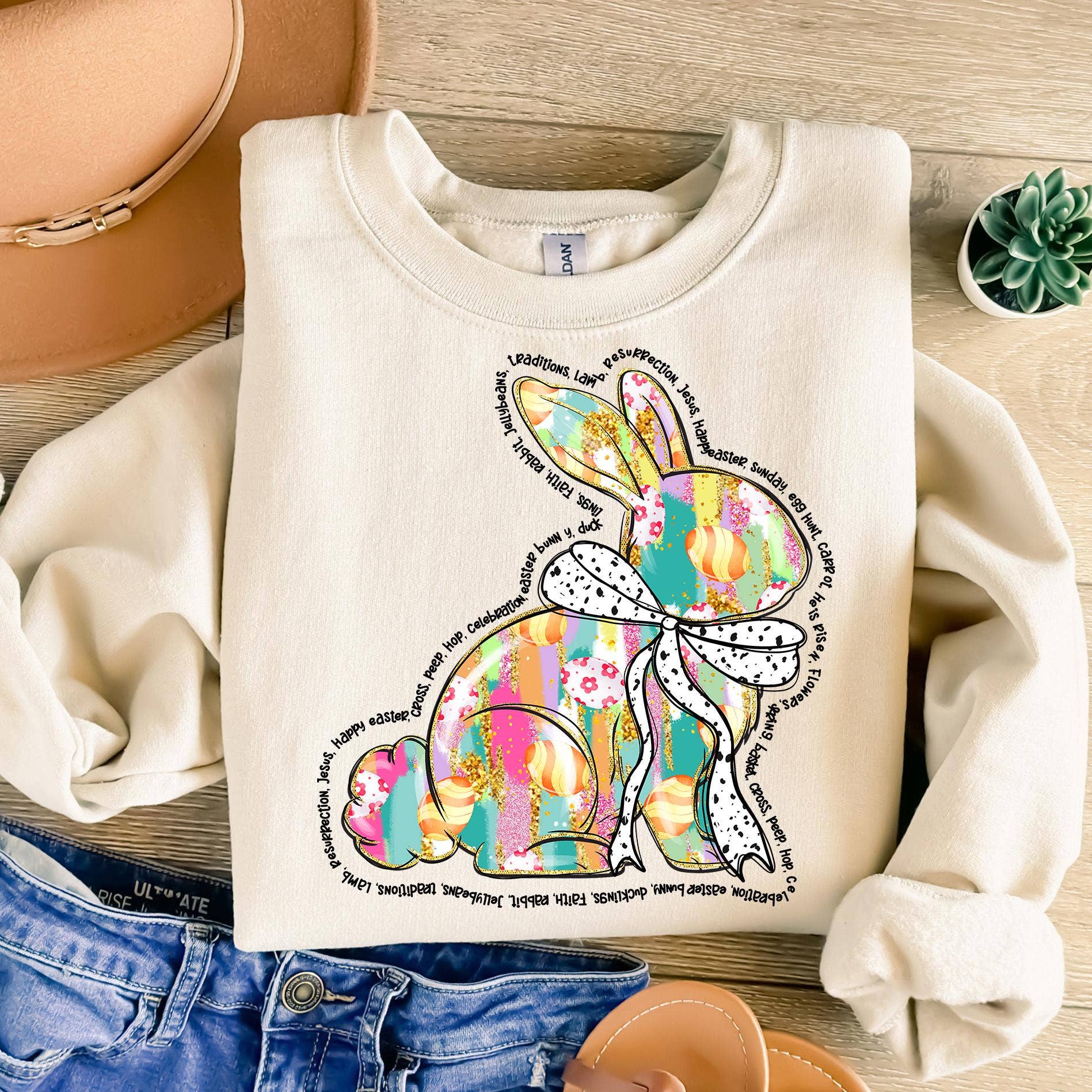 NVC Ecommerce LLC – Großhandel T-Shirt (Grafikdruck) – Damen – Osterhasen-Shirt, Frohe Ostern T-Shirt, Blumiger Frühlingspullover5