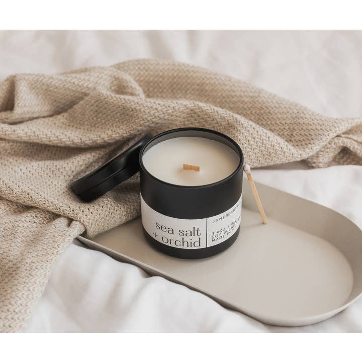 juneberryplace home fragrances - Candles, Diffusers & Sprays - Wholesale Jar/Filled Candle - Sea Salt + Orchid Candle, Luxury Spring Floral Home Decor1