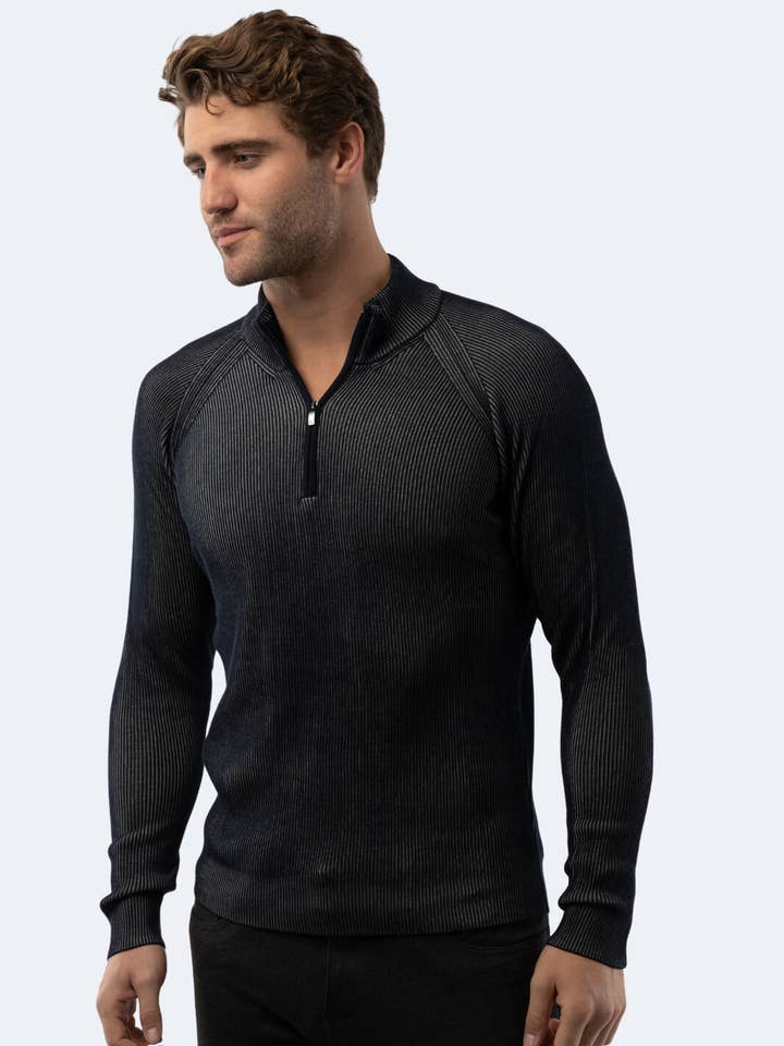 FW23 Mørk Navy Quarter Lynlås for engroshandel hos Luchiano Visconti