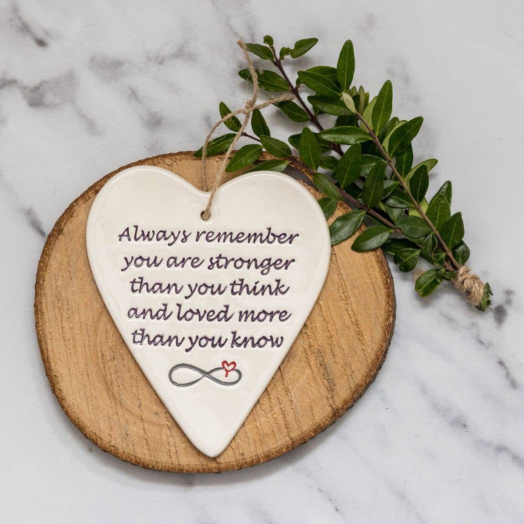 Broadlands Pottery - Wholesale Keepsake Coin/Token - Gifts - Always remember, stronger - Handmade ceramic heart