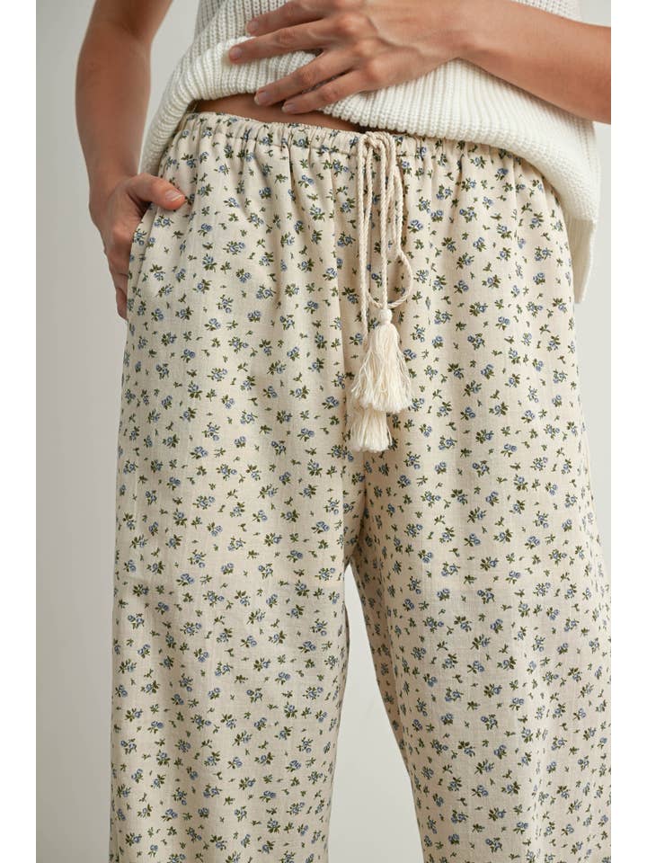BUTTERMELON - Wholesale Pants - Women's - Floral Print Drawstring Pants - BMP781411