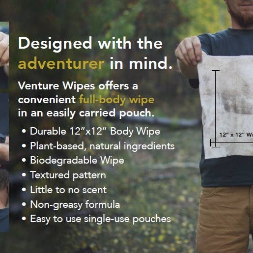 Venture Wipes - Wholesale Face & Body Wipes - Venture Wipes 25ct Bag