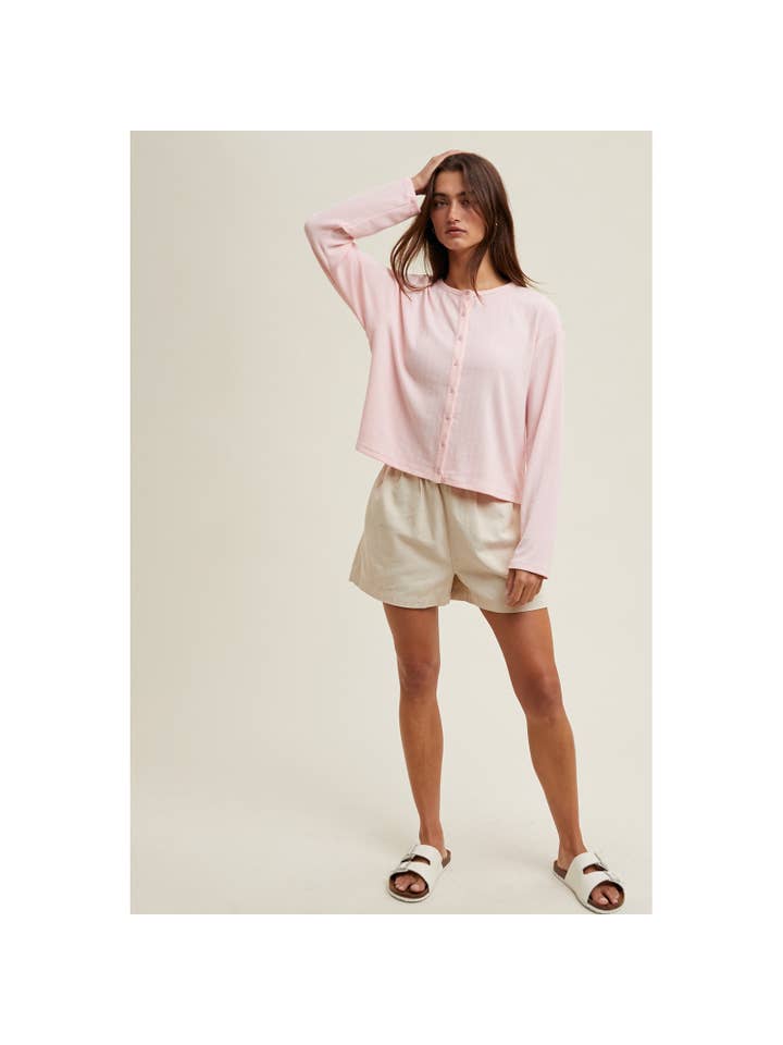 Wishlist Apparel - Wholesale Knit Top - Women's - POINTELLE BUTTON-UP CARDIGAN TOP / WL25-10450
