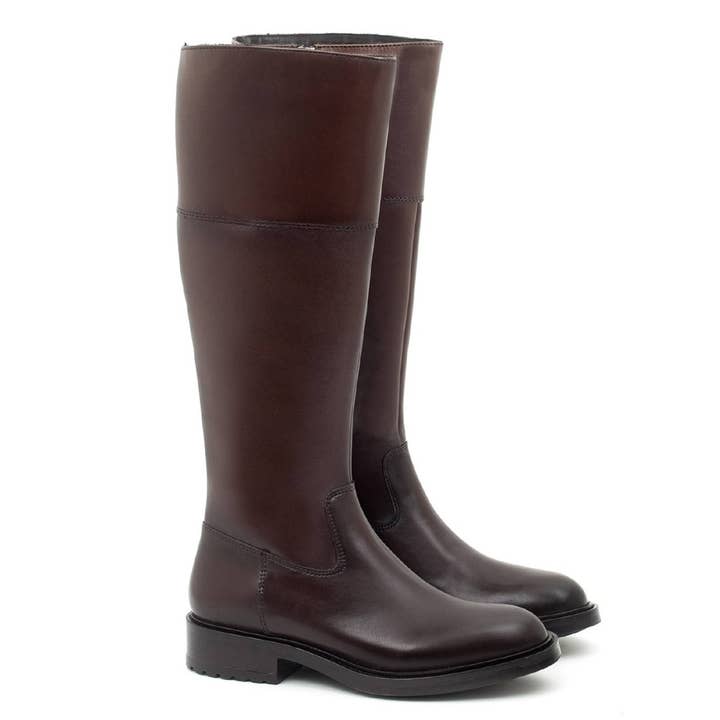 Women's brown leather ankle boots W-NALUFA-MARRON for wholesale by Ortiz & Reed
