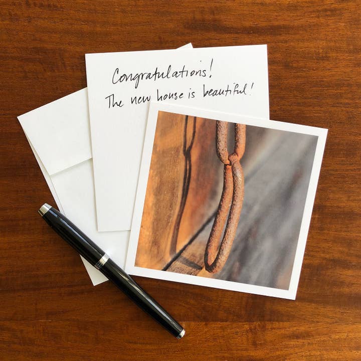 Carte de vœux vierge Barn Chain pour la vente par Whispered Light Greeting Cards