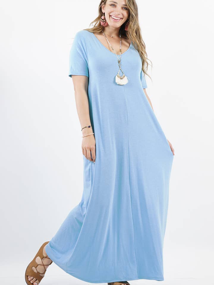 42POPS - Wholesale Dress - Women's - ",,,,..._ Plus size Maxi Dress with side-pockets