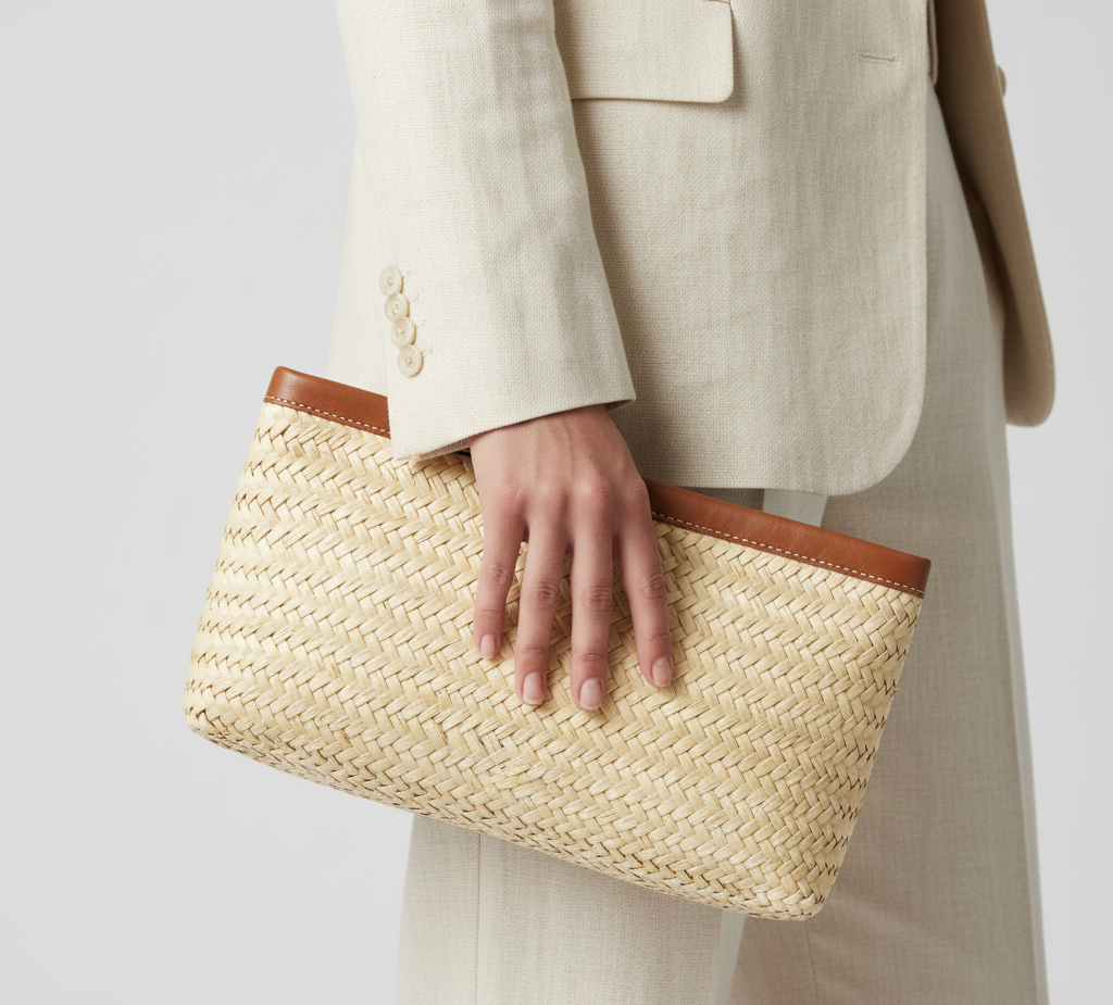 High crafty - Wholesale Clutch Bag - Women's - Handmade Straw Clutch Bag – Natural Palm Leaf Doum Clutch 0