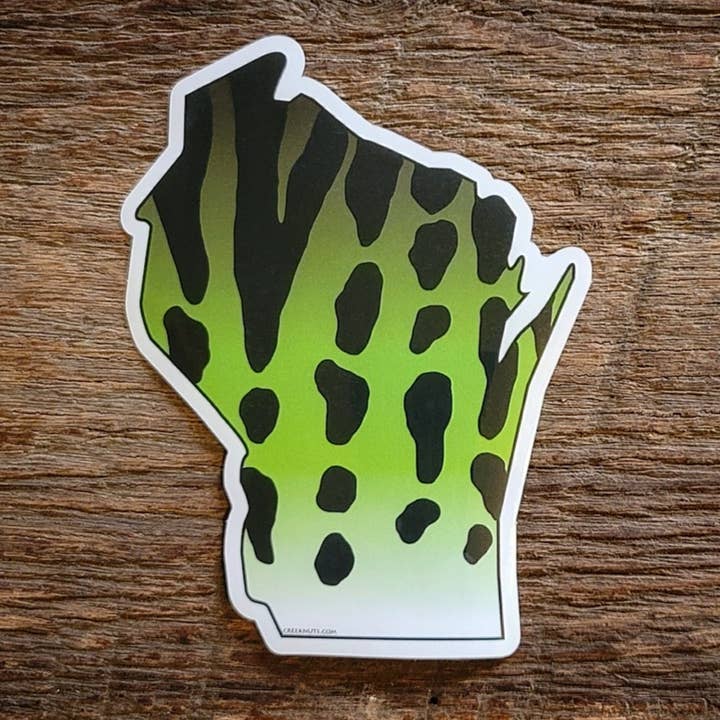 Wisconsin Musky Skin Sticker for wholesale by creeknuts.com