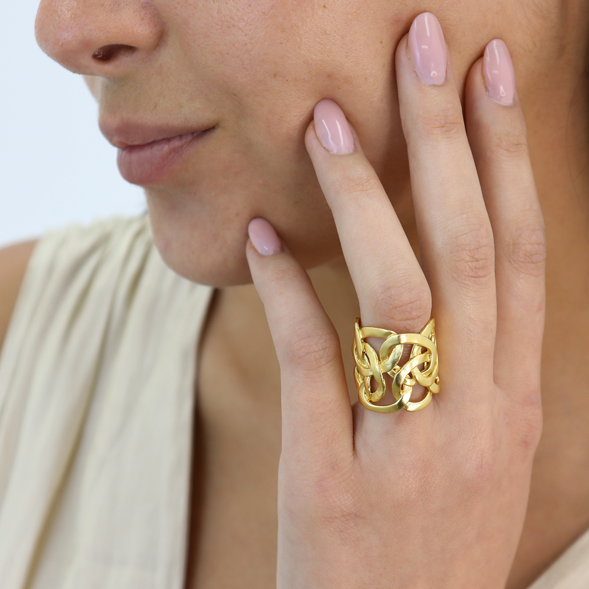 KARINE SULTAN - Wholesale Cocktail/Statement Ring - Stylish Overlap Ring: Unique Statement Jewelry1
