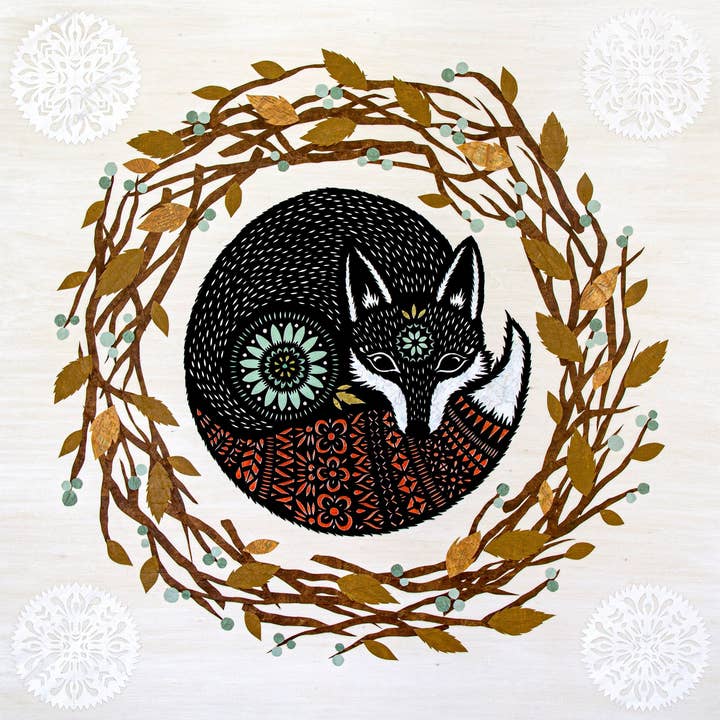 Safe In This Bed, impresión artística en papel cortado de 8 x 8 pulgadas para venta al por mayor de Rural Pearl: Cut Paper Art by Angie Pickman