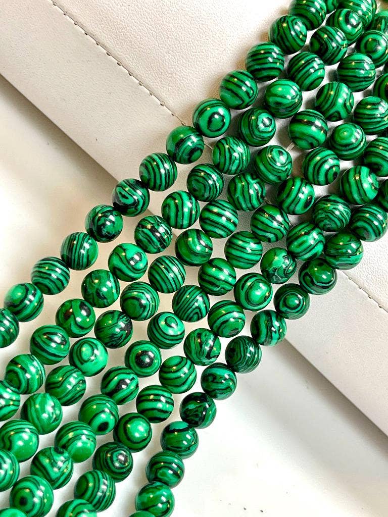 TRIVENI USA INC - Wholesale Beads - Malachite Gemstone Round Beads Strand 6mm 8mm 1