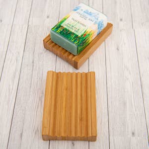 Waterfall Self-Draining Bamboo Soap Dish - On Board Organic Skincare