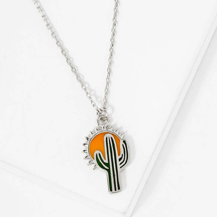 Fashion City - Wholesale Pendant/Charm Necklace - Sun Cactus Figure Pendant Chain Necklace2