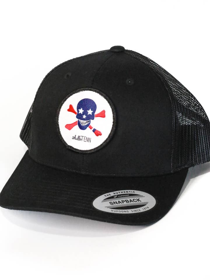 Patch Mesh Snapback Trucker Hat - Black for wholesale by SkulleTenn