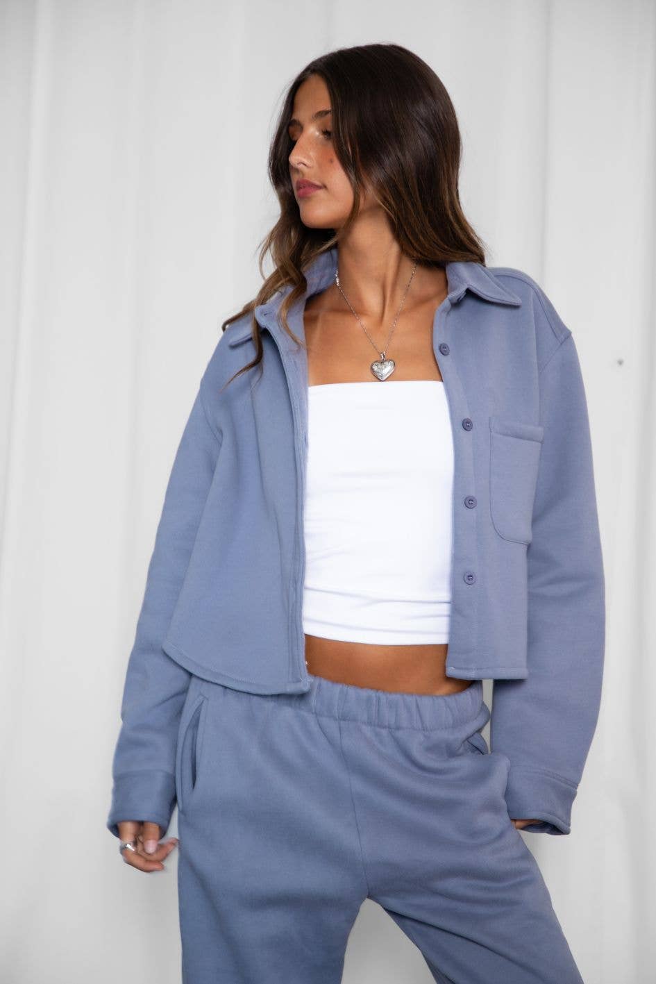 TICTOC - Wholesale Shirt Jacket/Shacket - Women's - JENNIE  Plush Fleece Lounge Cropped Button Shirt Shacket33