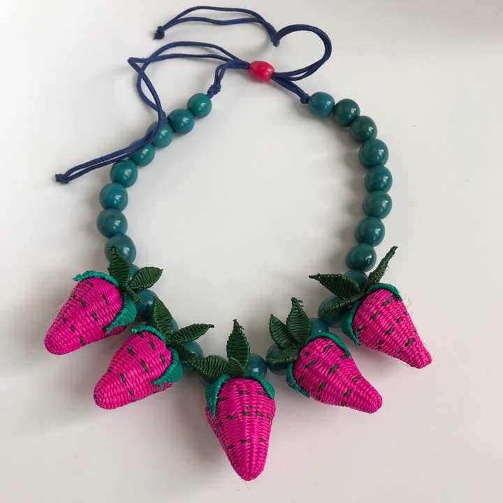 Belart Fair Trade - Wholesale Beaded/Pearl Necklace - Iraca Woven Fruta Cluster & Chicon Bead Necklace - Large1