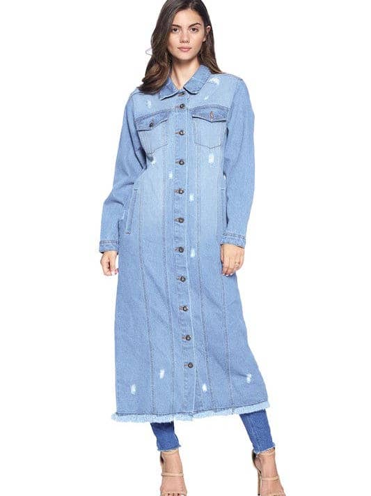 Fleur Couture - Wholesale Denim Jacket - Women's - DENIM LONG JACKETS DISTRESSED WASHED12