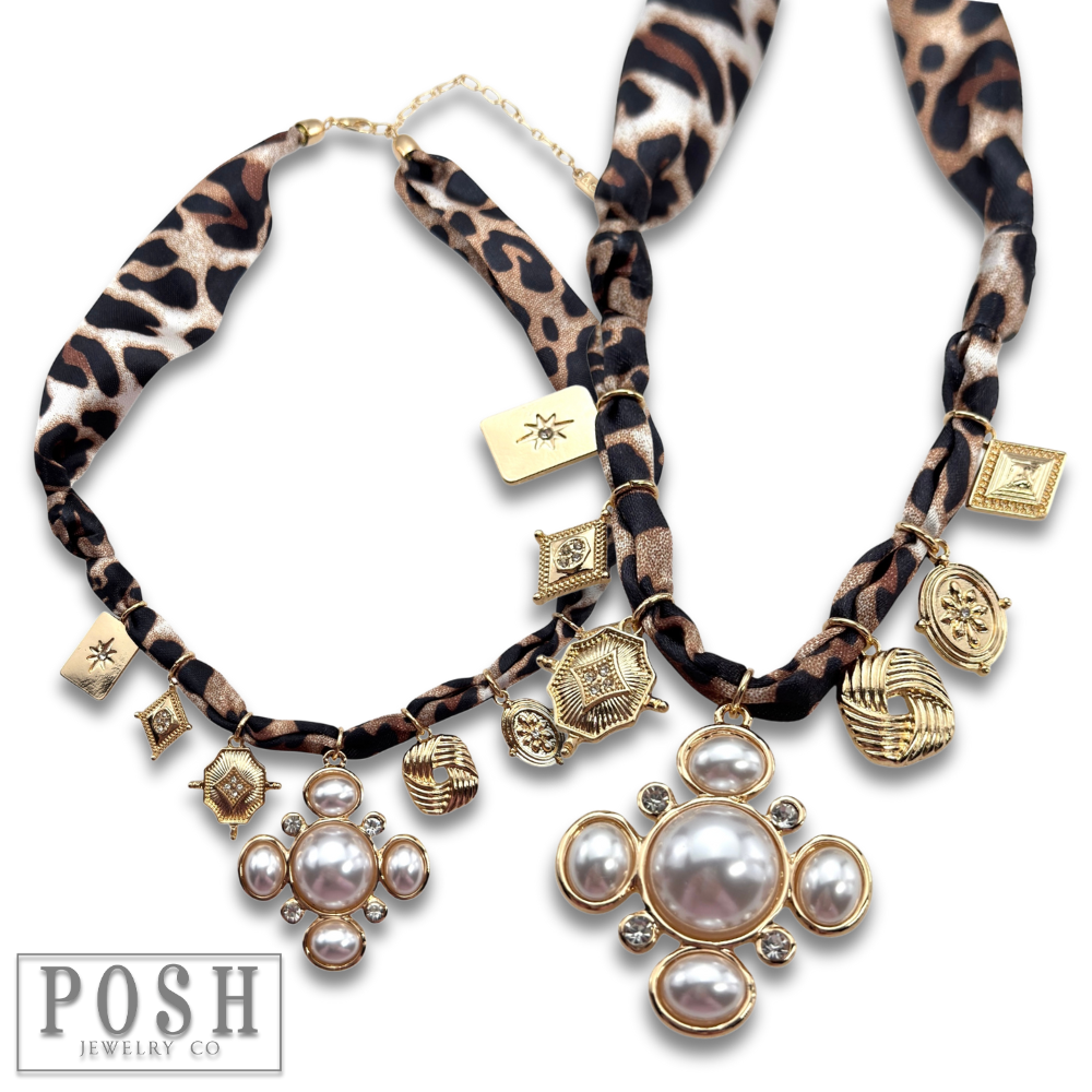 Pink Panache Brands - Wholesale Pendant/Charm Necklace - Leopard print scarf charm necklace1
