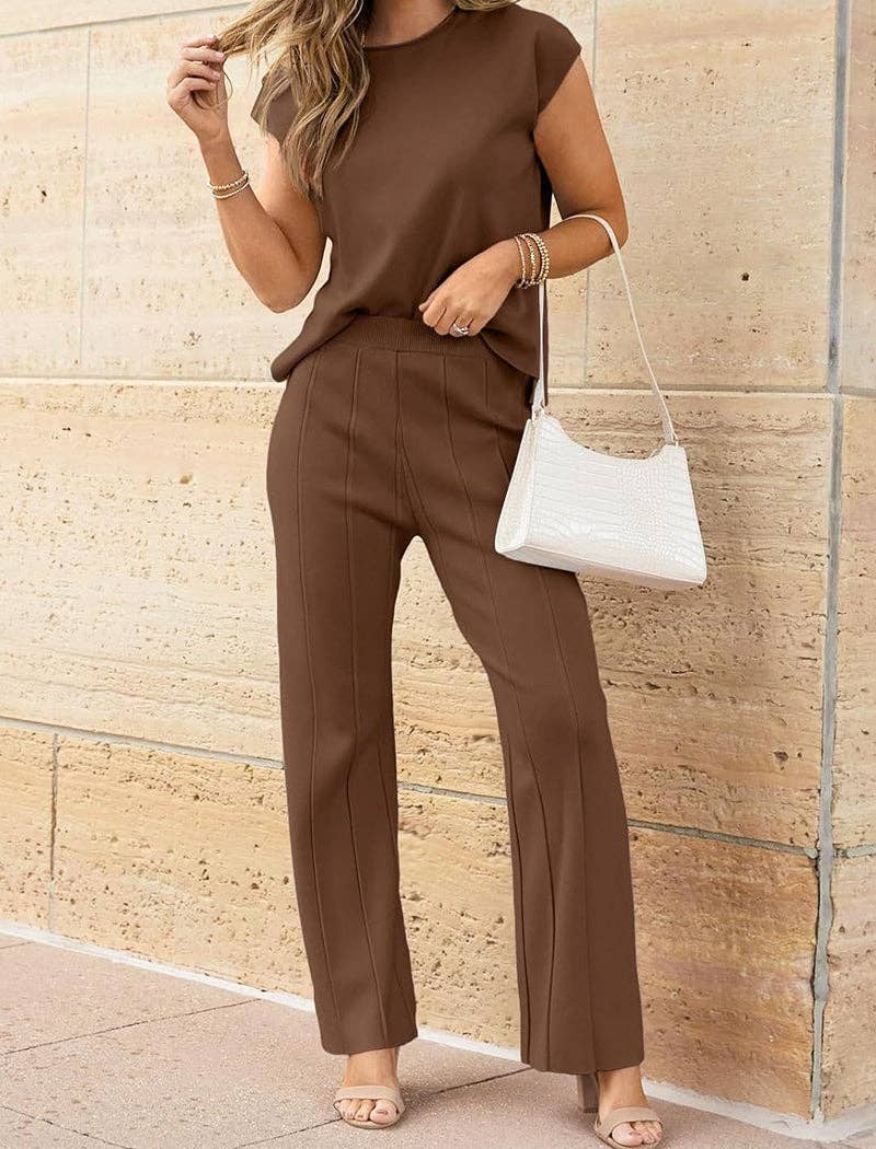 safistyle - Wholesale Lounge Set - Women's - Sleeveless Top and Wide-Leg Pants Set16