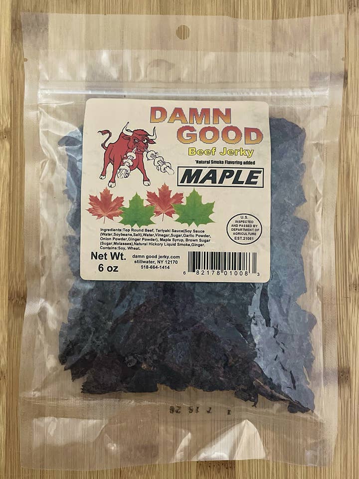 6 oz Maple Beef Jerky for wholesale by Damn Good Beef Jerky