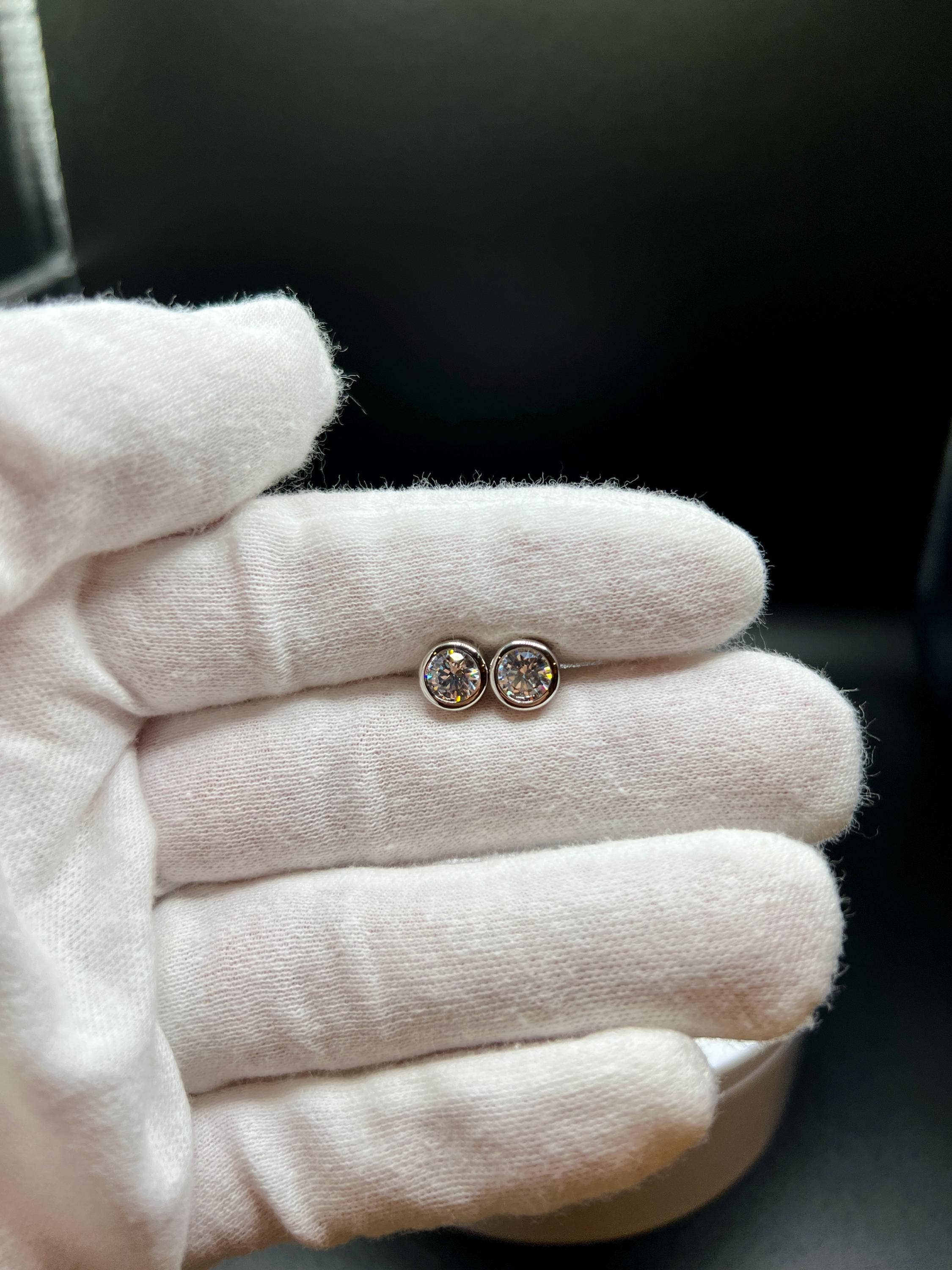 Elegant Jewels LLC - Wholesale Stud/Post Earrings - 2 CT Lab Grown Diamond Bezel Stud Earrings in 14K Gold3