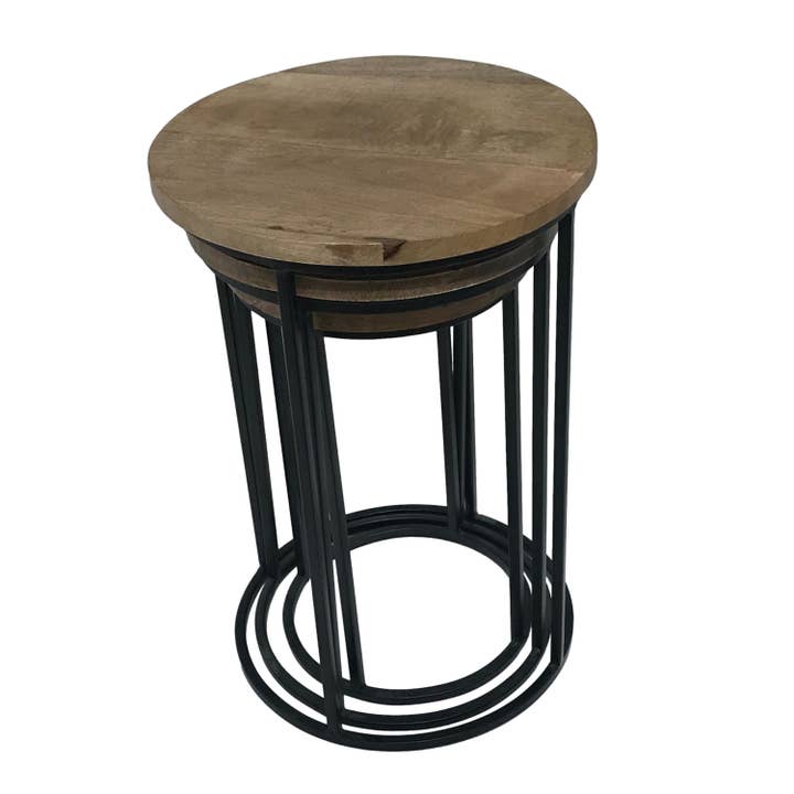 Wilco Home - Wholesale Side table - Set of 3 "Upcycled" Mango Wood Nesting Display/Side Tables6