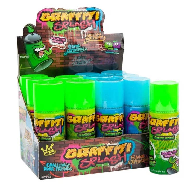 Majestic Wholesale - Wholesale Hard Candy - Graffiti Splash Spray Candy – 2.35oz, 12CT Bold & Fun