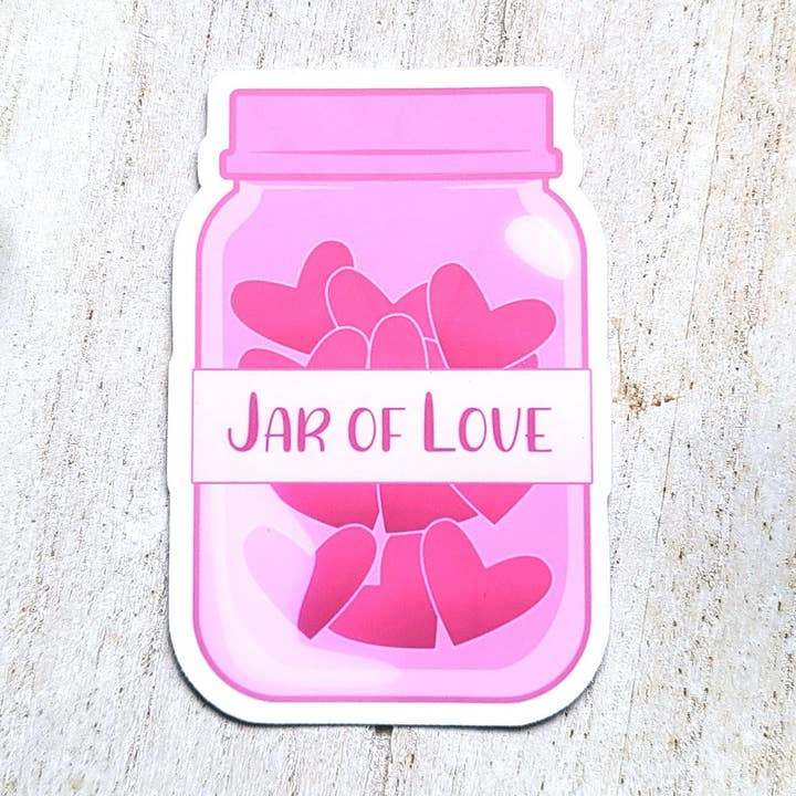 Adhesivo de San Valentín, pegatina de vinilo troquelada en forma de corazón, tarro de para venta al por mayor de Olive the Stuff