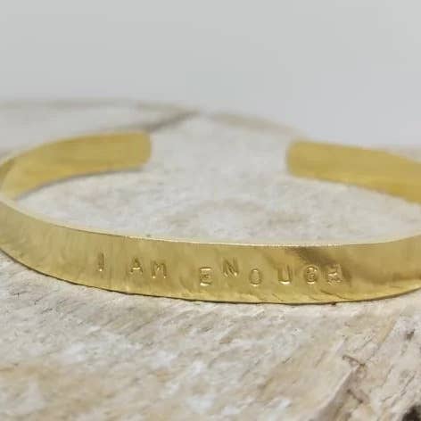 I Am Enough Gold Cuff for wholesale by benny and the moo