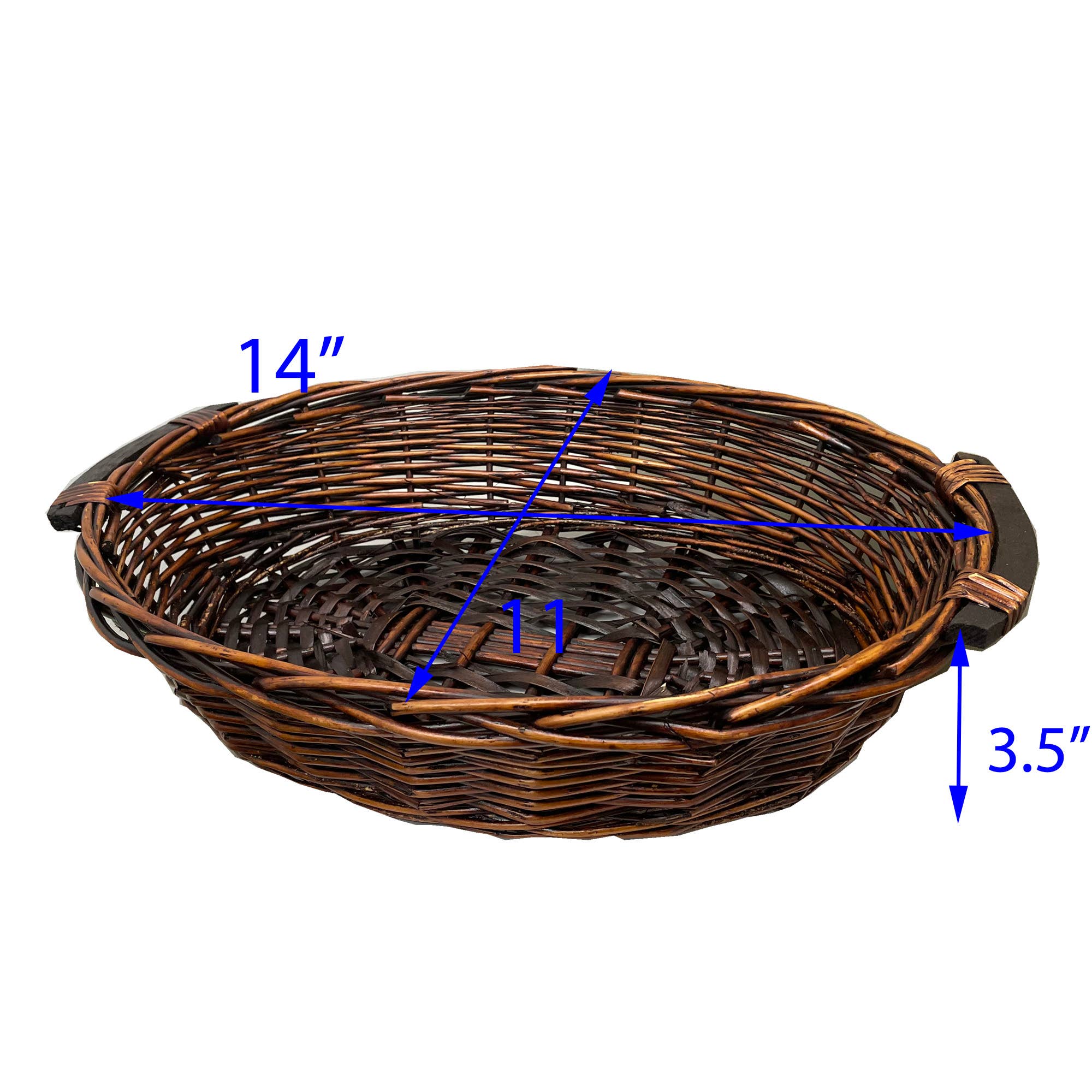 Bospak - Wholesale Serving Tray - 14" Oval Willow Tray Dark Brown Finish1