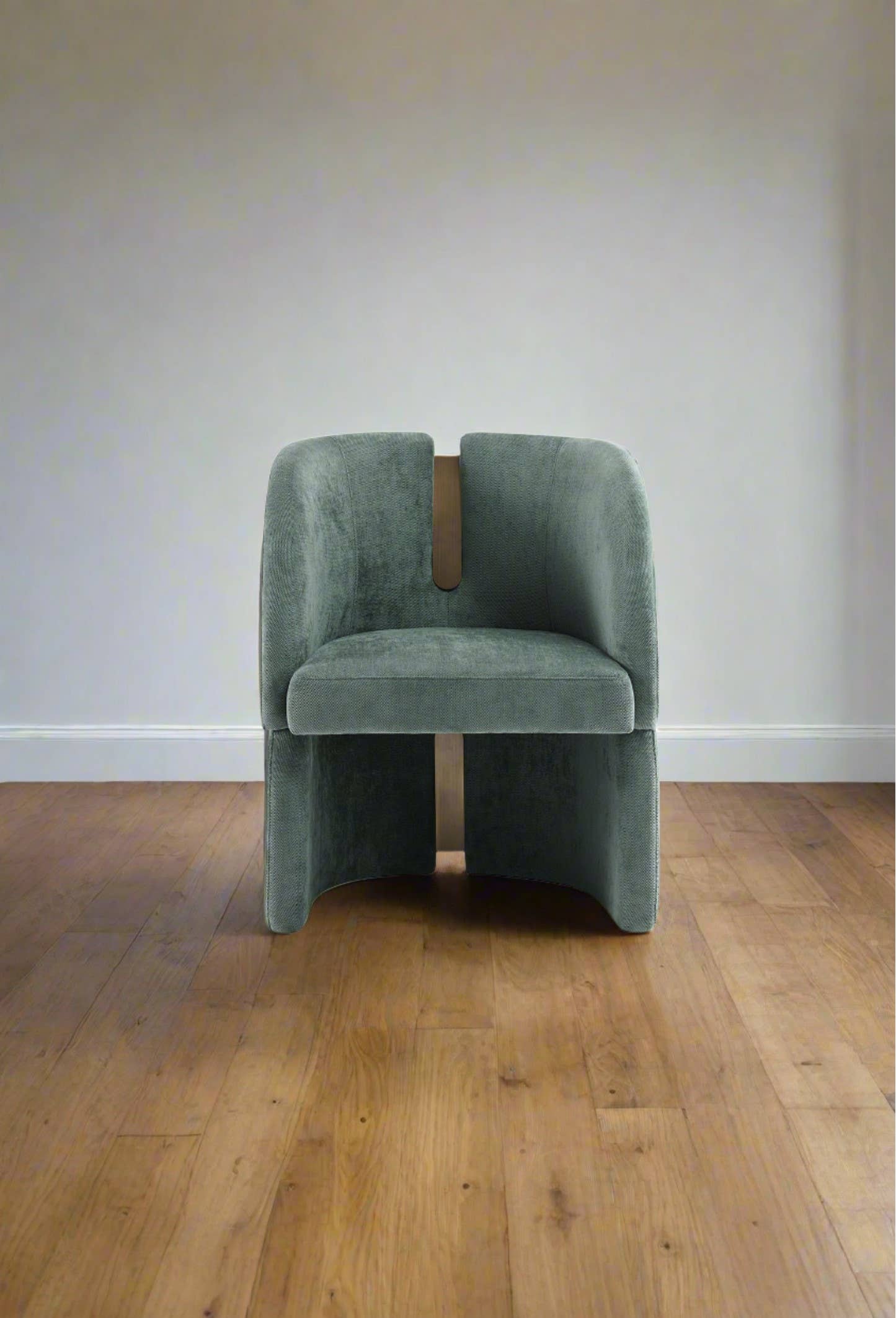 Statements by J - Vente Chaises - Fauteuil Bently en velours vert, chaise de salle à manger courbée6
