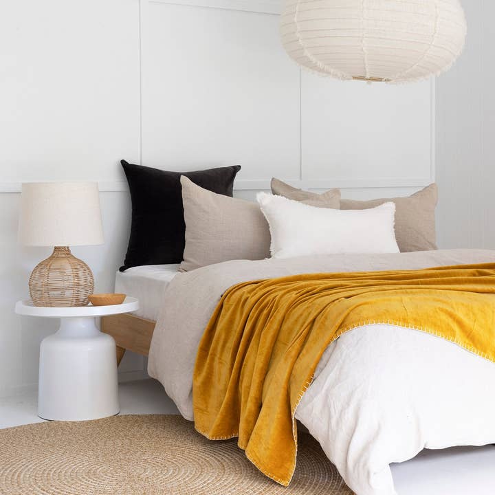 Luxury Rustic Cotton Velvet Throw - Green and other Purchase Wholesale embroidered blankets. Free Returns & Net 60 Terms on Faire trending on Faire.