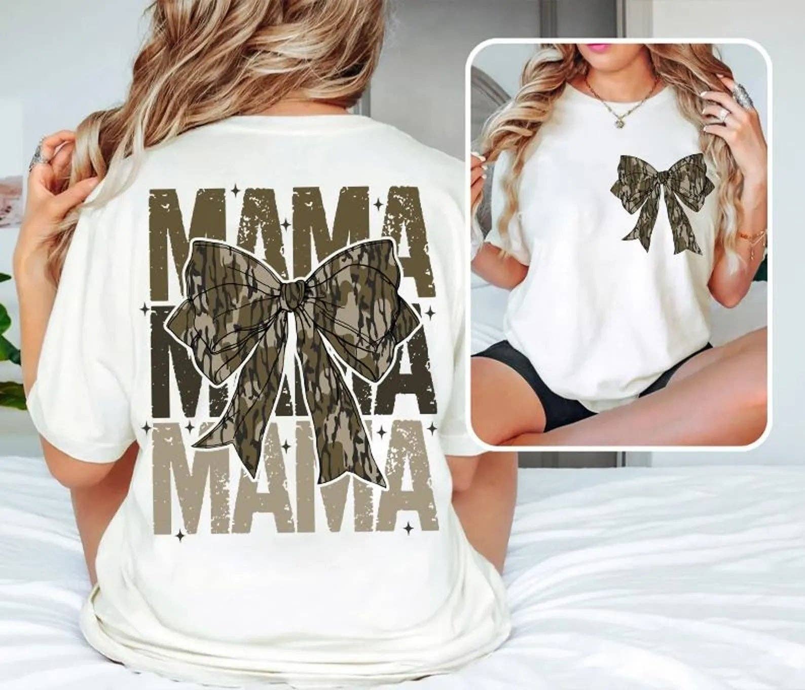 Small Biz Shipping Co - Vente Transfert pour sublimation - Transfert couleur DTF - Mama Camo Bow - POCHE GRATUITE !0