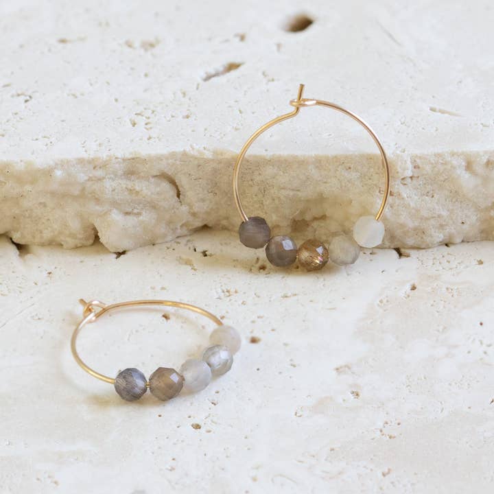 Moonstone Mini Hoops for wholesale by Jane Finch