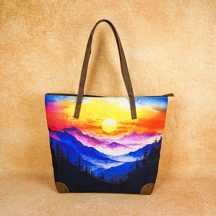 National Park Sunset Vintage Classic Eco Canvas Tote Bag for wholesale by ANNGOTI