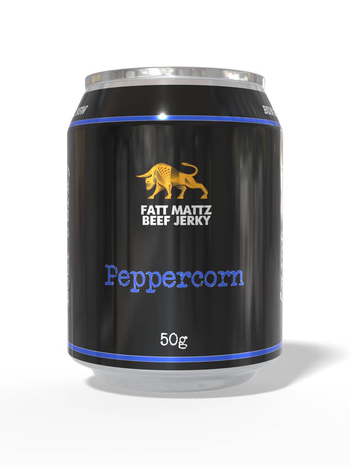 Peppercorn Beef Jerky - 12 x 50g Cans for wholesale by Fatt Mattz