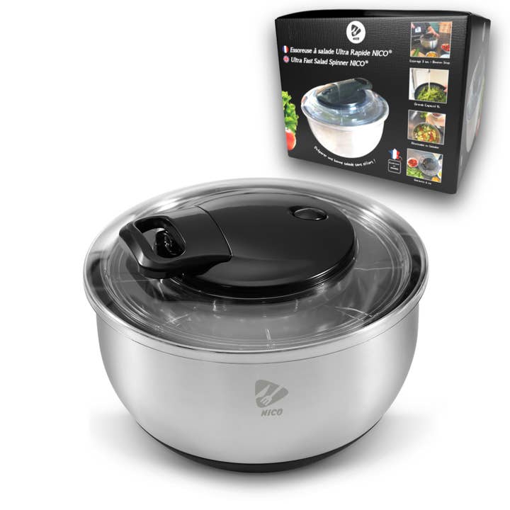 Essoreuse à salade Ultra Rapide NICO® Inox (Capacité 5L) pour la vente par GROUPE NICO