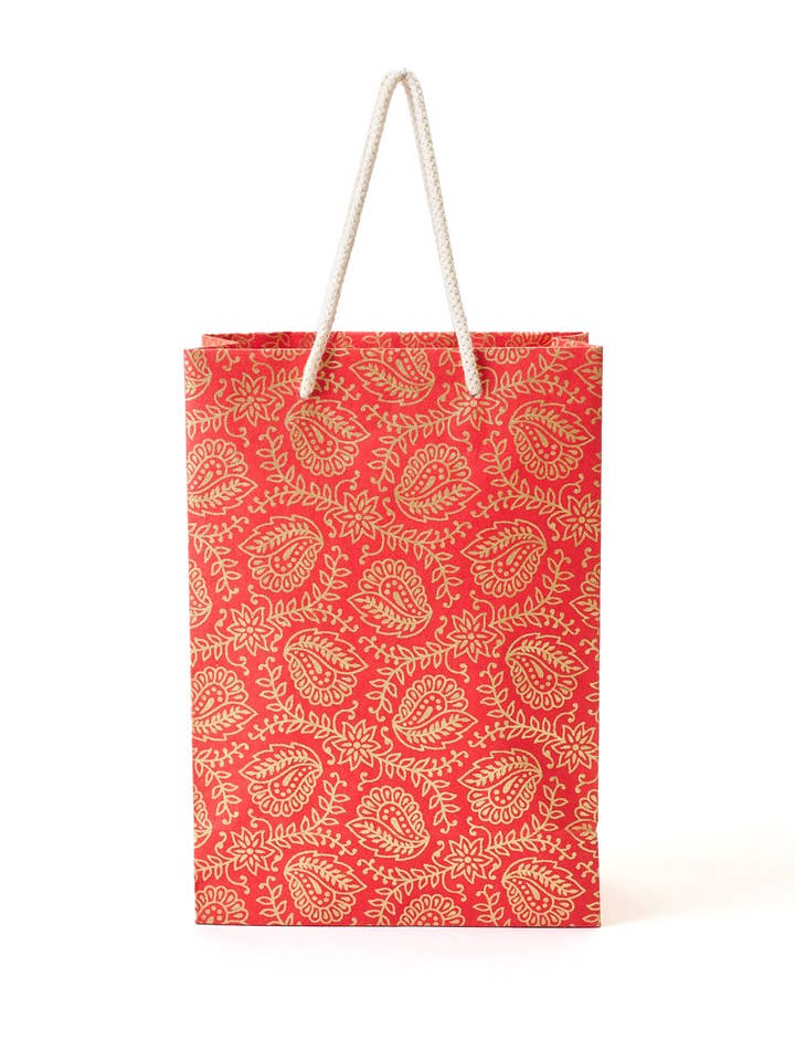 Sac-cadeau de Noël moyen en papier recyclé 7x3,5x10 - Assorti pour la vente par Matr Boomie Fair Trade